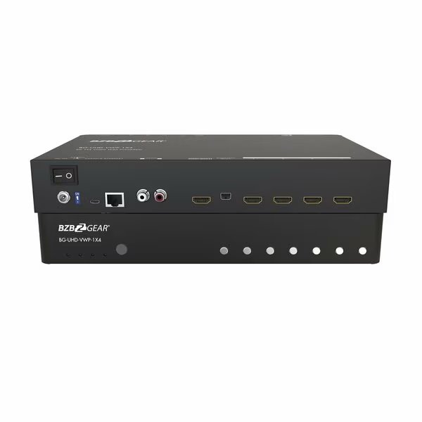 4-Port 4K UHD Video Wall processor with Scaler, Audio and 1X3/1X4/2X2/4X1 Layout, Bzbgear, Mfr#: BG-UHD-VWP-1X4